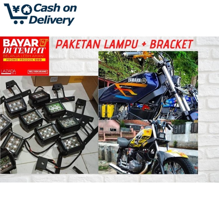 COD Dudukan Plat Nomor Motor RX king Hitam + LAMPU