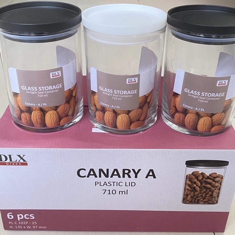 CANARY A Toples Kaca Kedap Udara Canary A Tutup Stainless Ukuran 710ml ( 1 pcs )