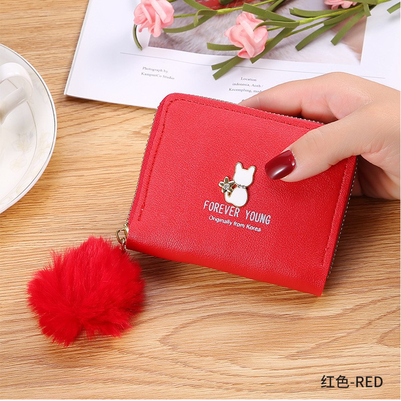 GO! DL383 DOMPET MINI MOTIF KUCING LUCU IMPORT GAYA KOREA GANTUNGAN BULU COD