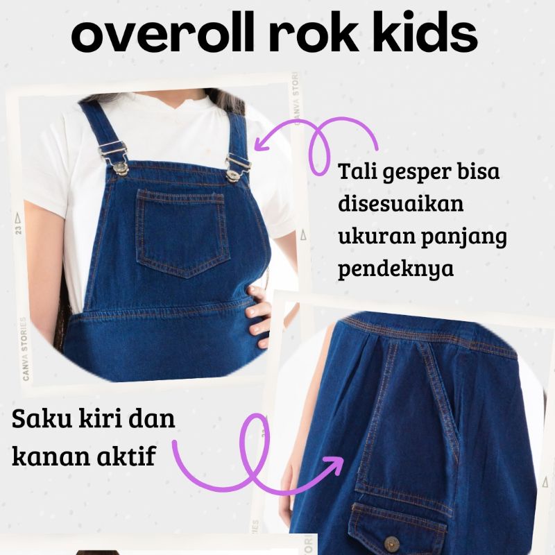 Toball- Overoll Rok Anak Rok jeans anak Warna Navy usia 6-11 tahun kode 8980