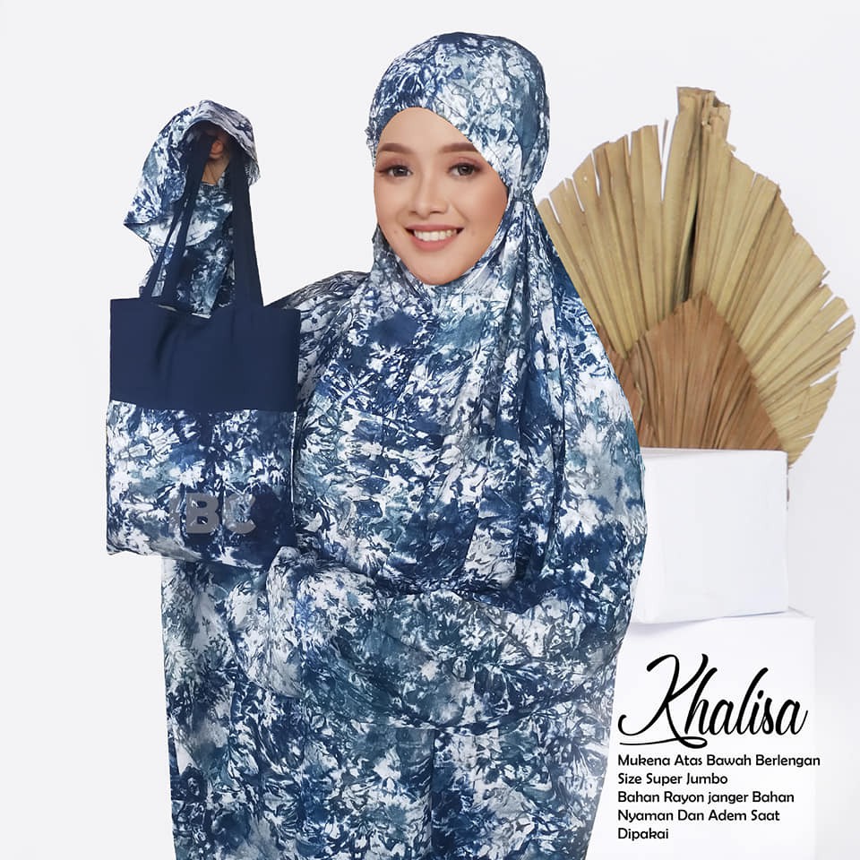 Mukena Bali Tunik berlengan Super jumbo Smoke dan motif