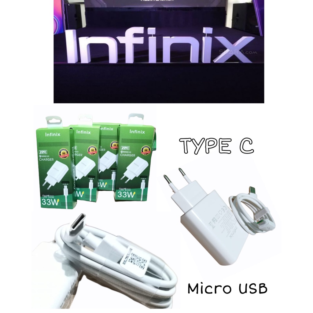 Charger Infinix Flash Charging 33W 2in1 Micro USB Qualcomm Quick Charger 3.0