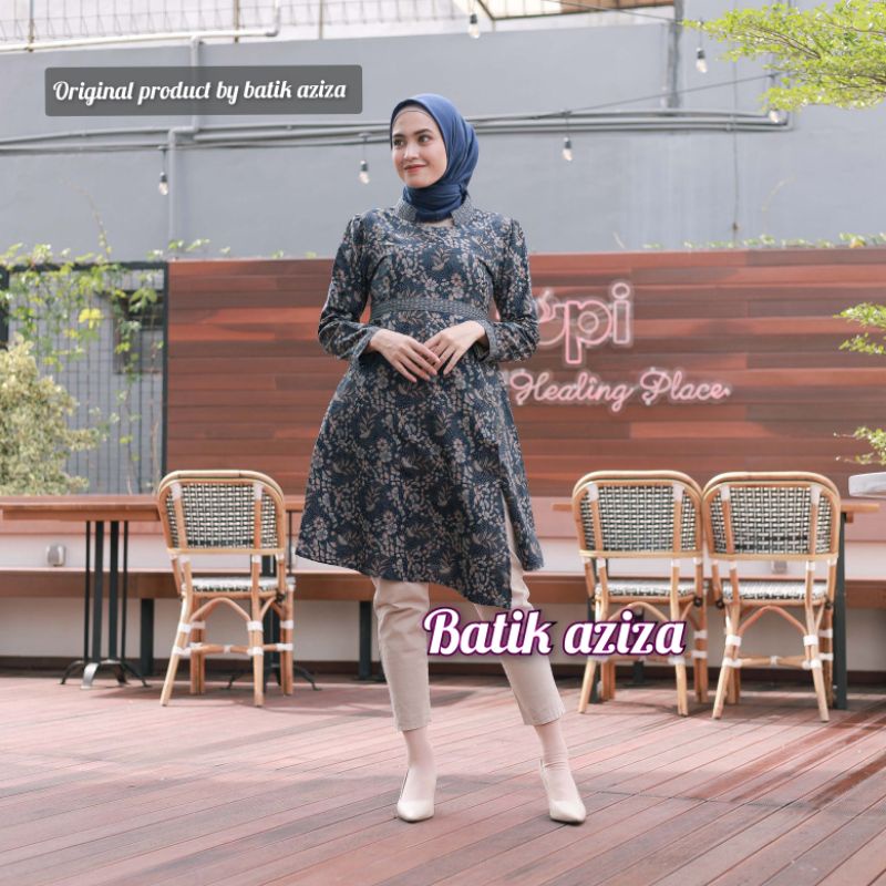 Tunik Batik Wanita Motif Terbaru Lengan Panjang BATIK AZIZA