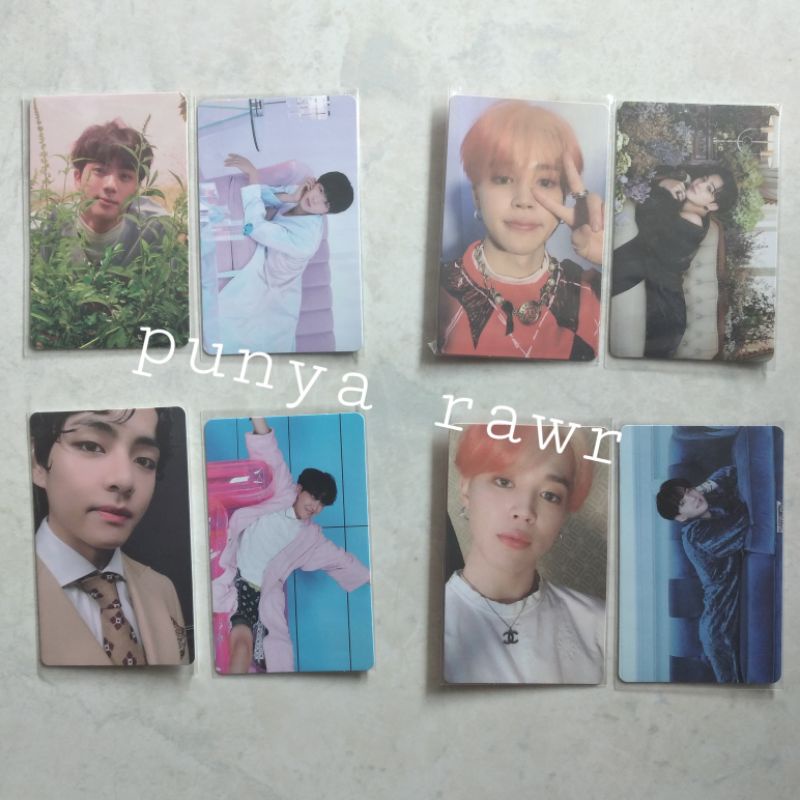 Seokjin her o, Jimin persona 3, Jimin persona 4, Taehyung mots 3 photocard
