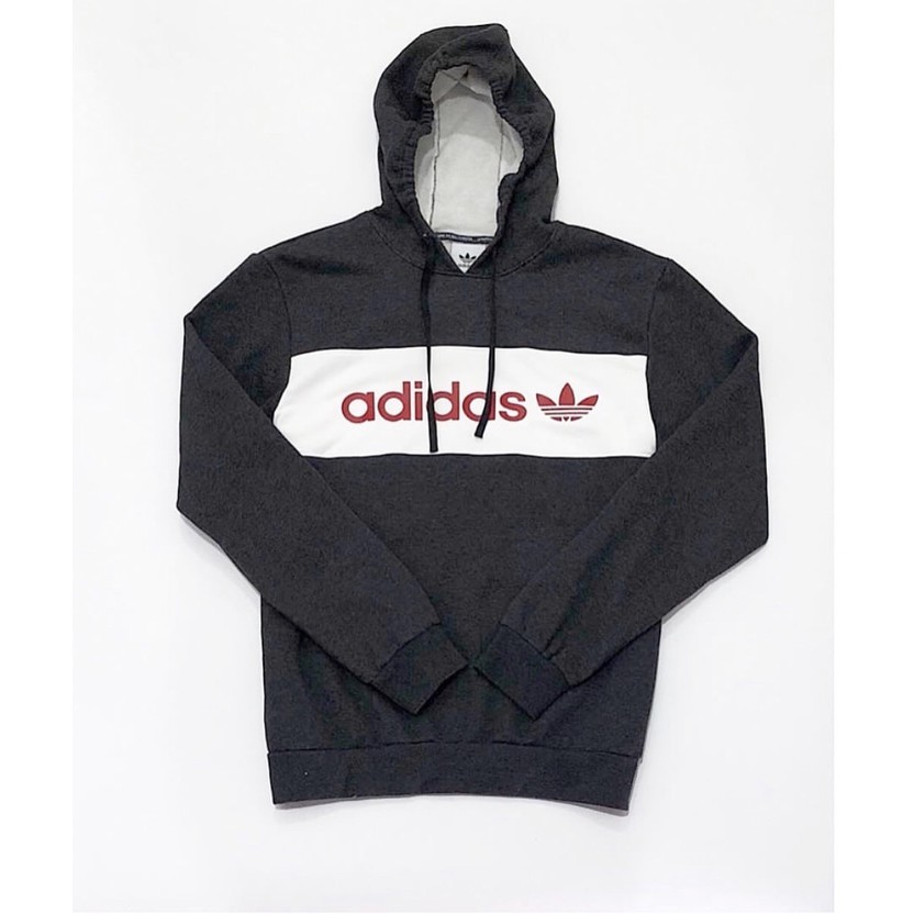 ADIDAS Mens Colorblock Pullover Hoodie Black / Cream