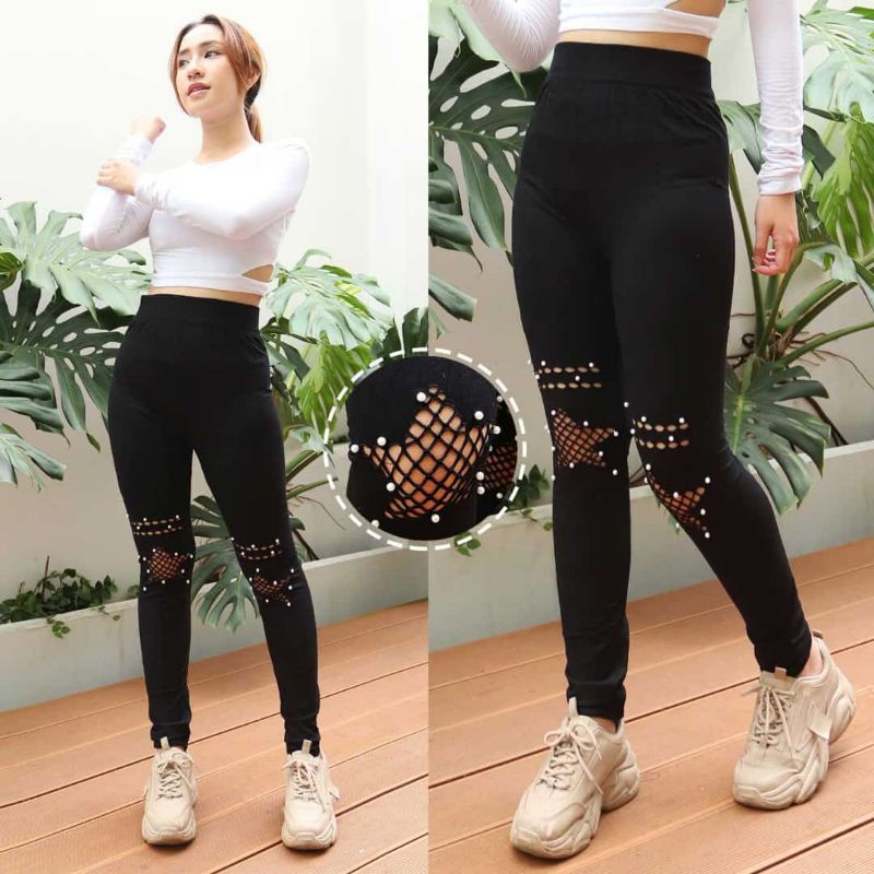LEGGING JALA SOBEK MUTIARA IMPORT / Legging Mutiara / Legging Wanita Import Goodquality