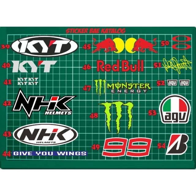 STIKER HELM STIKER MOTOR STIKER VARIASI MOTOR HELM MOBIL STIKER REDBULL CUTTING