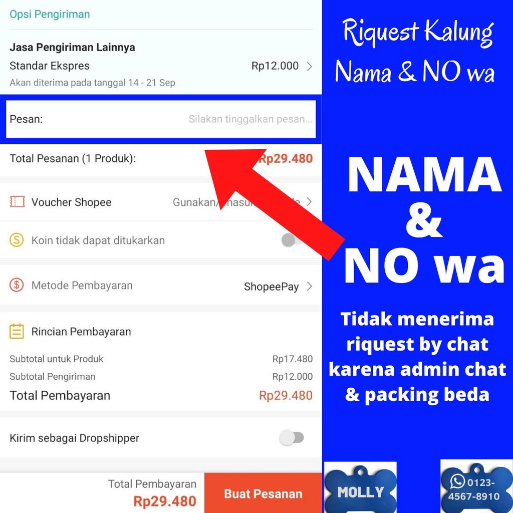 Kalung Kucing Custom - Kalung Kucing Nama Insial Awet Hewan Peliharaan FEZONE