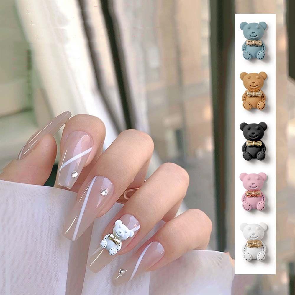 AUGUSTINA Agustina Dasi Kupu-Kupu Beruang Dekorasi Kuku Fashion Manicure Alat Frosted DIY Nail Art Aksesoris