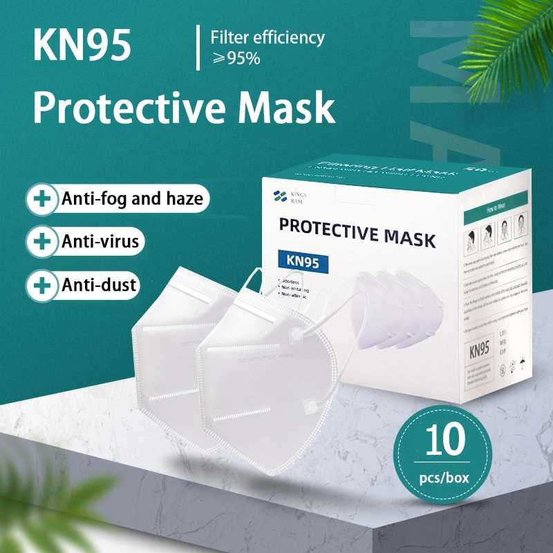 isi 10Pcs BOX/Pack Masker KN95 Polos 5ply Anti Virus High Quality Dewasa IMPORT