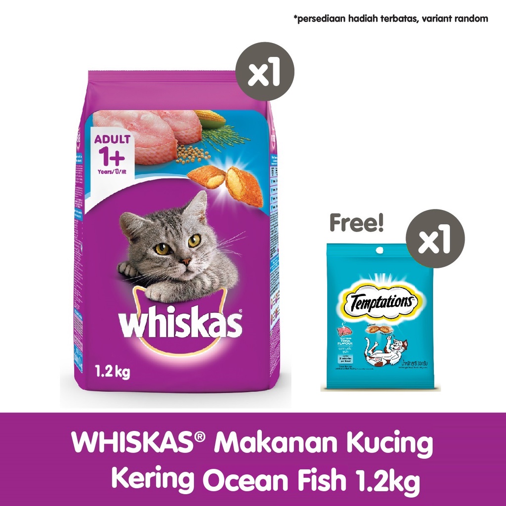 WHISKAS® Makanan Kucing Kering 1.2kg-Ocean Fish
