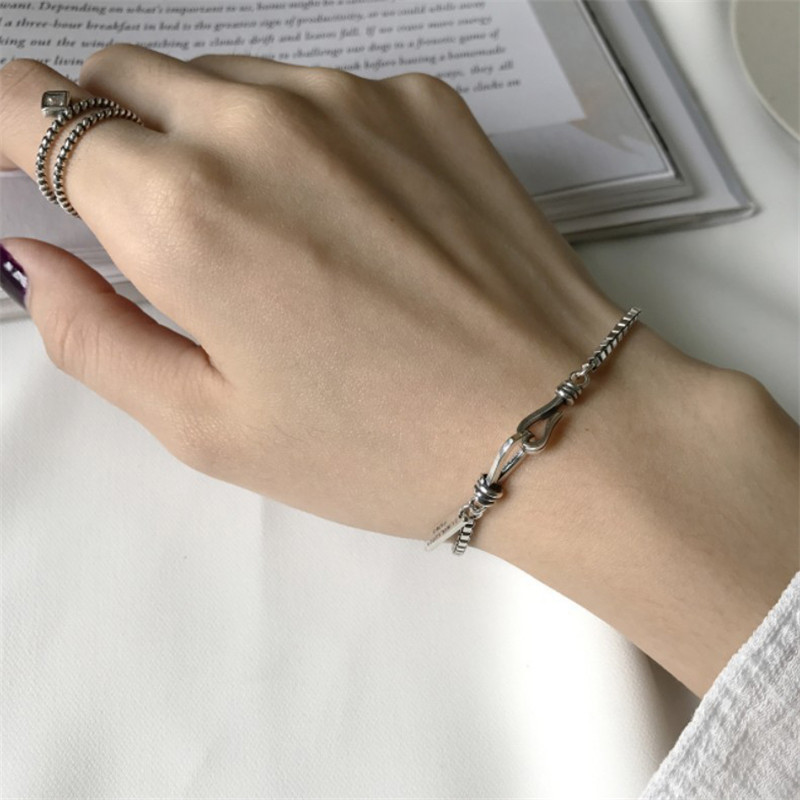 [Ready Stock]Fashion Personality Plated 925 Silver Vintage Bracelet