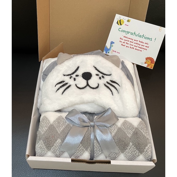 Hampers baby newborn | Kado bayi | Hadiah lahiran | Hampers selimut bayi | Hampers bayi cewe | Hampers bayi cowo-Selimut HK - Abu