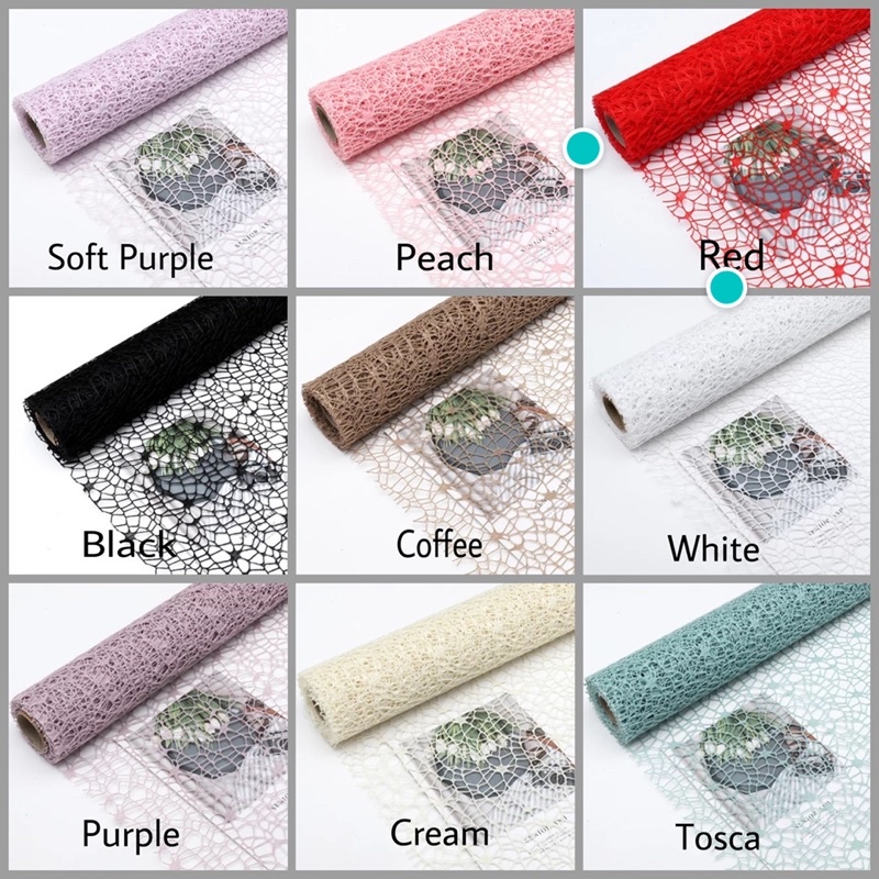 ( Yard - 50x70 ) KOREAN JACQUARD NET - POLINET MESH JARING BESAR 50 CM X 70 CM - FLOWER WRAPPING PAPER KERTAS BUNGA / FANCY / MESH JARING LABA LABA / BUKET / FLORIST