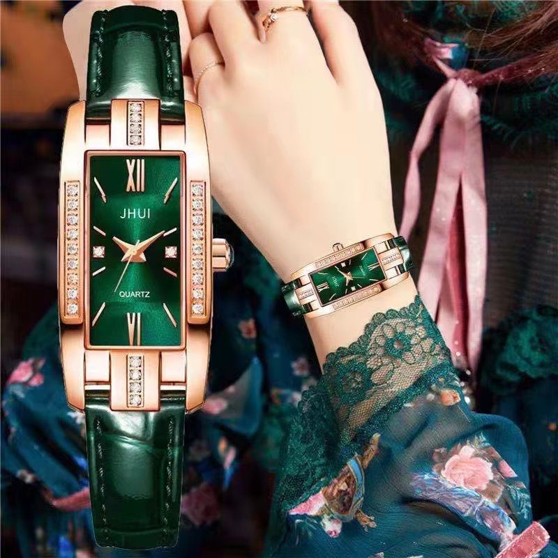 LDS J035 Jam Tangan Wanita Analog Persegi Panjang Strap PU Kecil Fashion Import