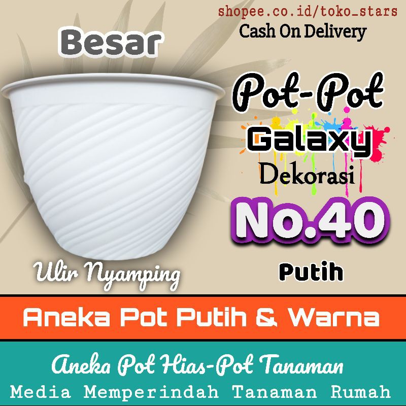 Pot Putih No.40 Pot Besar Pot Putih Motif  Pot Bunga Putih Grosir Pot Hias Tanaman Pot Jumbo Pot Pot