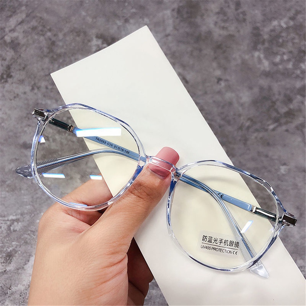 【COD Tangding】6 Colors Anti-Blue Light No Degree Round Frame Flat Glasses Frame Metal Clear Computer Glasses Eyeglasses