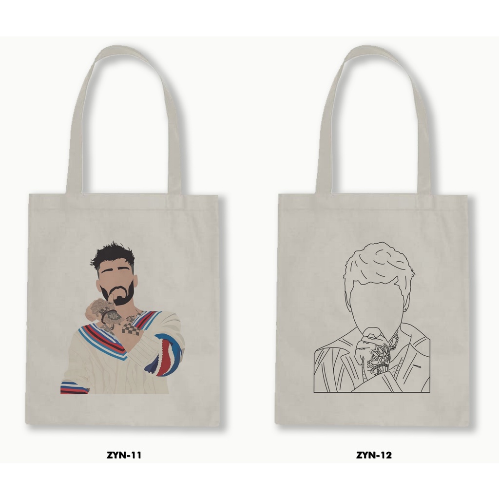Tas Tote Bag Resleting Kanvas/Blacu  - Zayn Malik .01