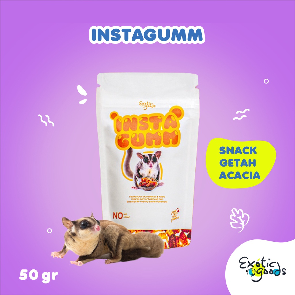 EXOTICGOODS INSTAGUMM 50g INSTANT ACACIA GUM VITAMIN FIBER SUGAR GLIDER AKASIA GUM MAKANAN SUGAR GLIDER SNACK