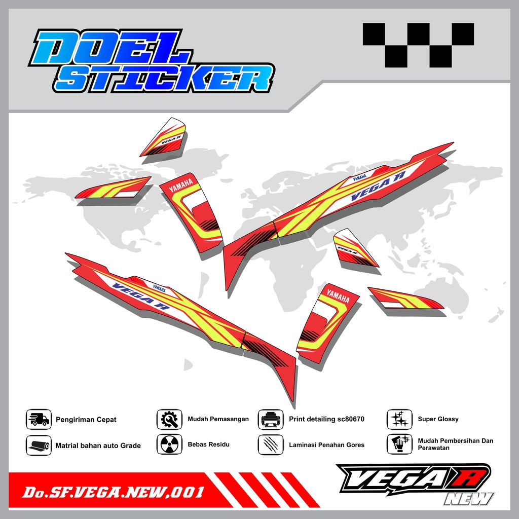 Sticker Striping Vega R New List Variasi Hologram , Crome Doel 001