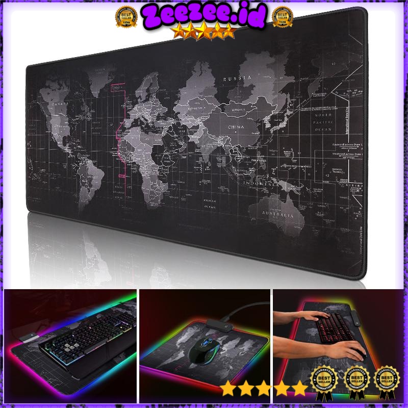 GAMING MOUSE PAD XL PETA DUNIA + LED RGB 300 X 800 MM - MP10 - BLACK