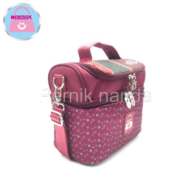 Naimax Cooler Bag Denver Maroon Flowerr Tas ASI Free Ice Gel Tas Pendingin ASI