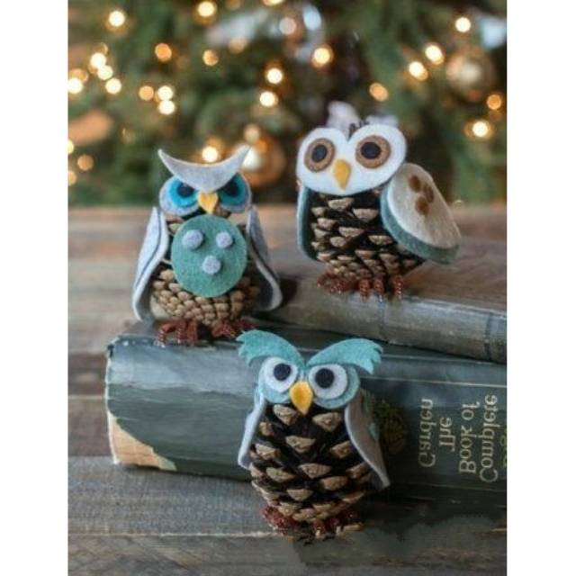 DEKORASI BURUNG HANTU OWL CRAFT DECORATION DIY DEKORASI NATAL CHRISTMAS MINIATUR LANSEKAP MINIMALIS