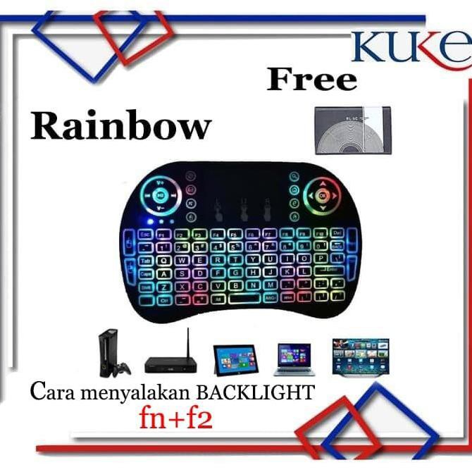 RAINBOW MARQUEE Keyboard Air Mouse i8 Mini Keypad Wireless Touchpad - RAINBOW