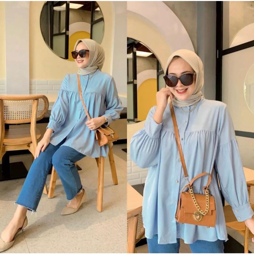 Ella Blouse Wanita Kemeja Rayon Premium Kemeja Formal