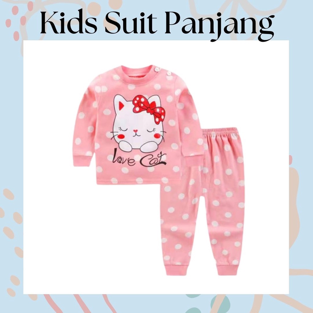 LittleAaron KIDS SUIT PANJANG Setelan Anak Bahan Kaos Lengan + Celana Berkualitas Import cewek cowok NEW1