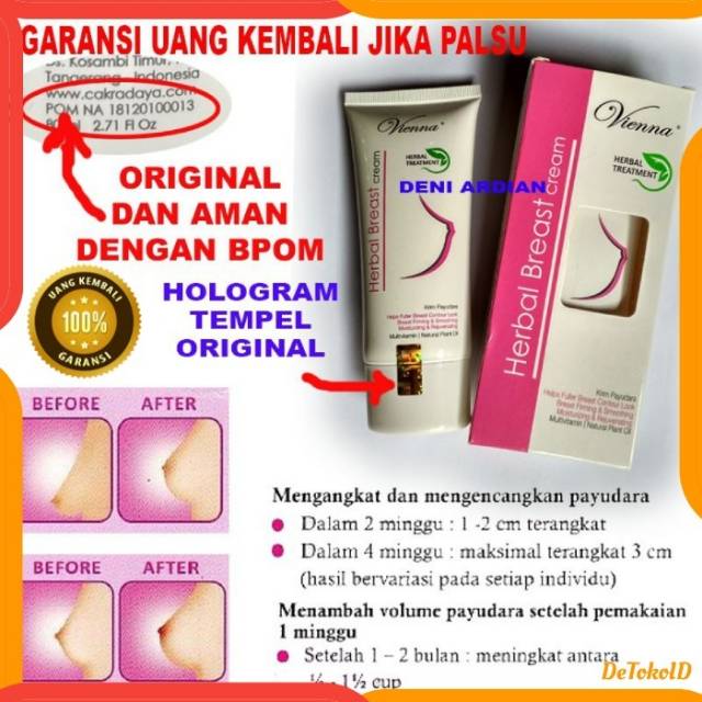 Vienna Breast Cream Tube 80ml Original Bpom Pembesar Pengencang Payudara Vienna Herbal