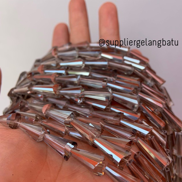 bahan kristal terompet 16 x 10mm smoky quartz premium bandulan bahan