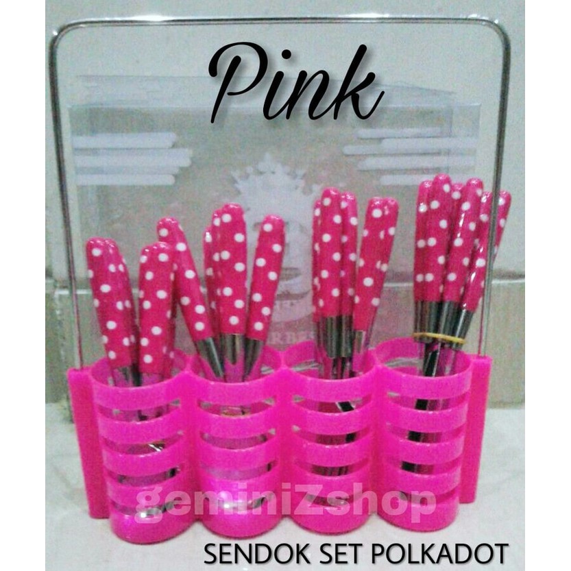 Sendok Set Polkadot AB645a PINK