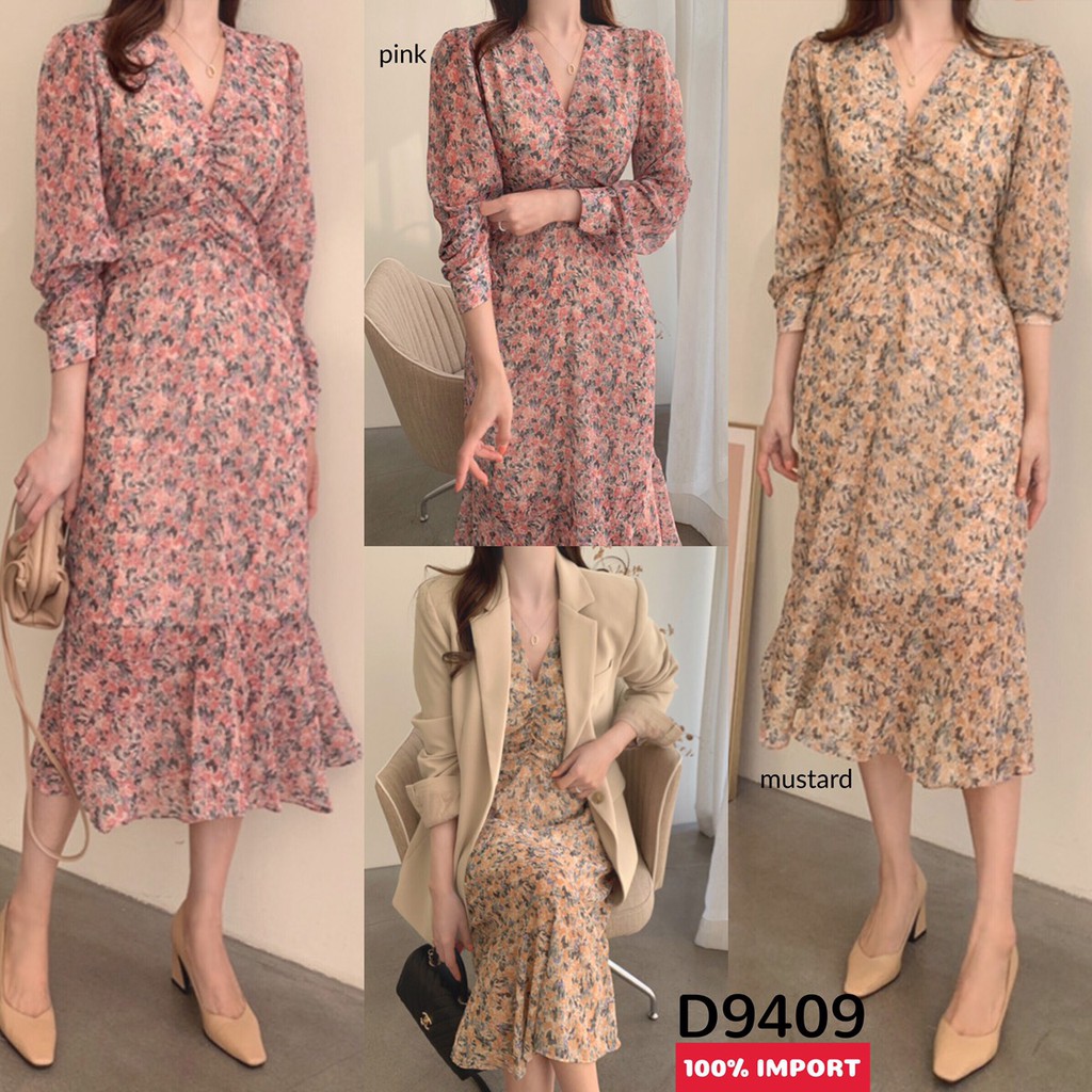 IMPORT  Flora Longsleeve Ruffle Dress D9409