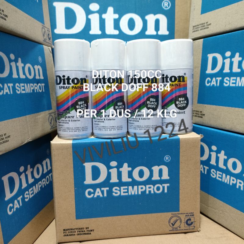 Pilok Cat Diton Black Doff 884 Per 1 Dus / 12 Klg Hitam Doff Dop 150cc Harga Per 1 Dus (12) Cat Semprot Diton 150cc Pilok Diton Pilox Diton Cat Diton 150cc