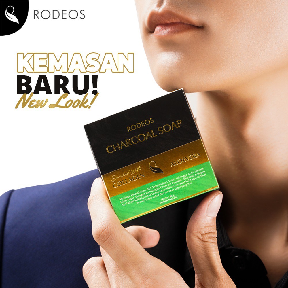 FREE TEMPAT SABUN /  RODEOS CHARCOAL SOAP WITH COLLAGEN DAN ALOEVERA TERBUKTI AMPUH ATASI KULIT WAJAH KUSAM DAN BERMINYAK FOR MEN