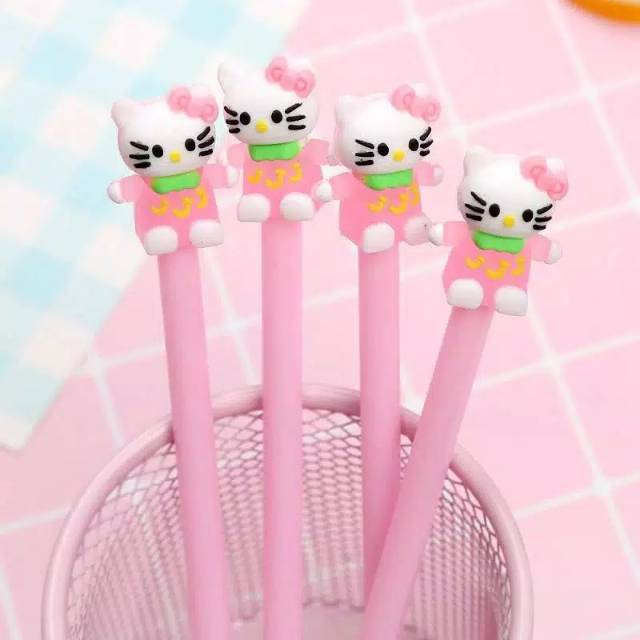 

Isi 12 pcs pulpen karakter helokiti pink lucu