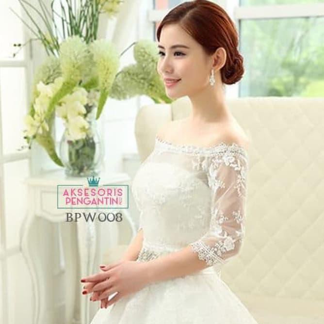 Sexy Bolero Pesta Putih Gaun Pengantin Cardigan Lace Wedding