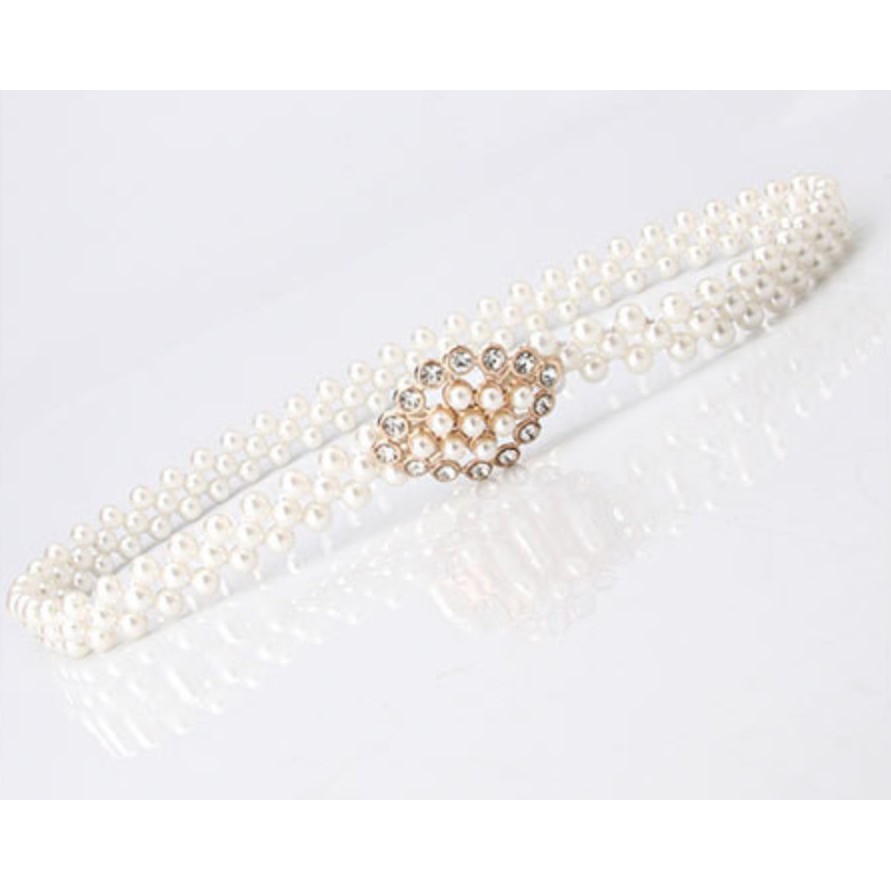 Ikat Pinggang Wanita MUTIARA DIAMOND Korea Fashion Style  Women Pearl Belt Gasper Cewe Sabuk Elastis