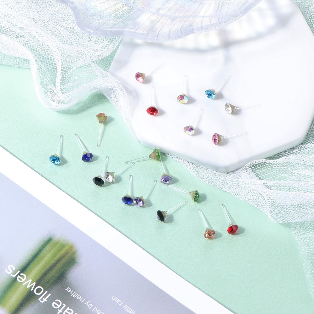 10 / 20 Pasang / Set Anting Stud Hypoallergenic Bahan Plastik Warna-Warni Ukuran 0.8Mm Untuk Wanita