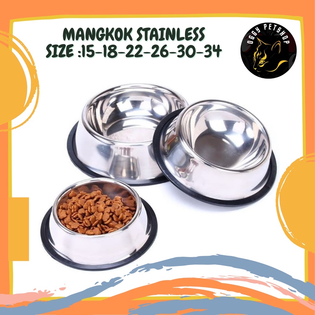 mangkok stainless anjing kucing pet water food bowl feeder