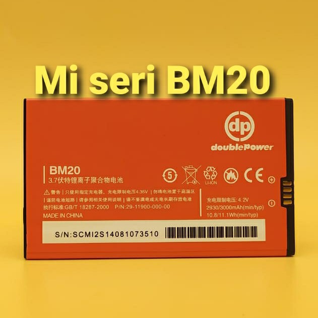 Battery Double Power Baterai Xiaomi Mi 2 Mi 2S seri BM20 2900mah