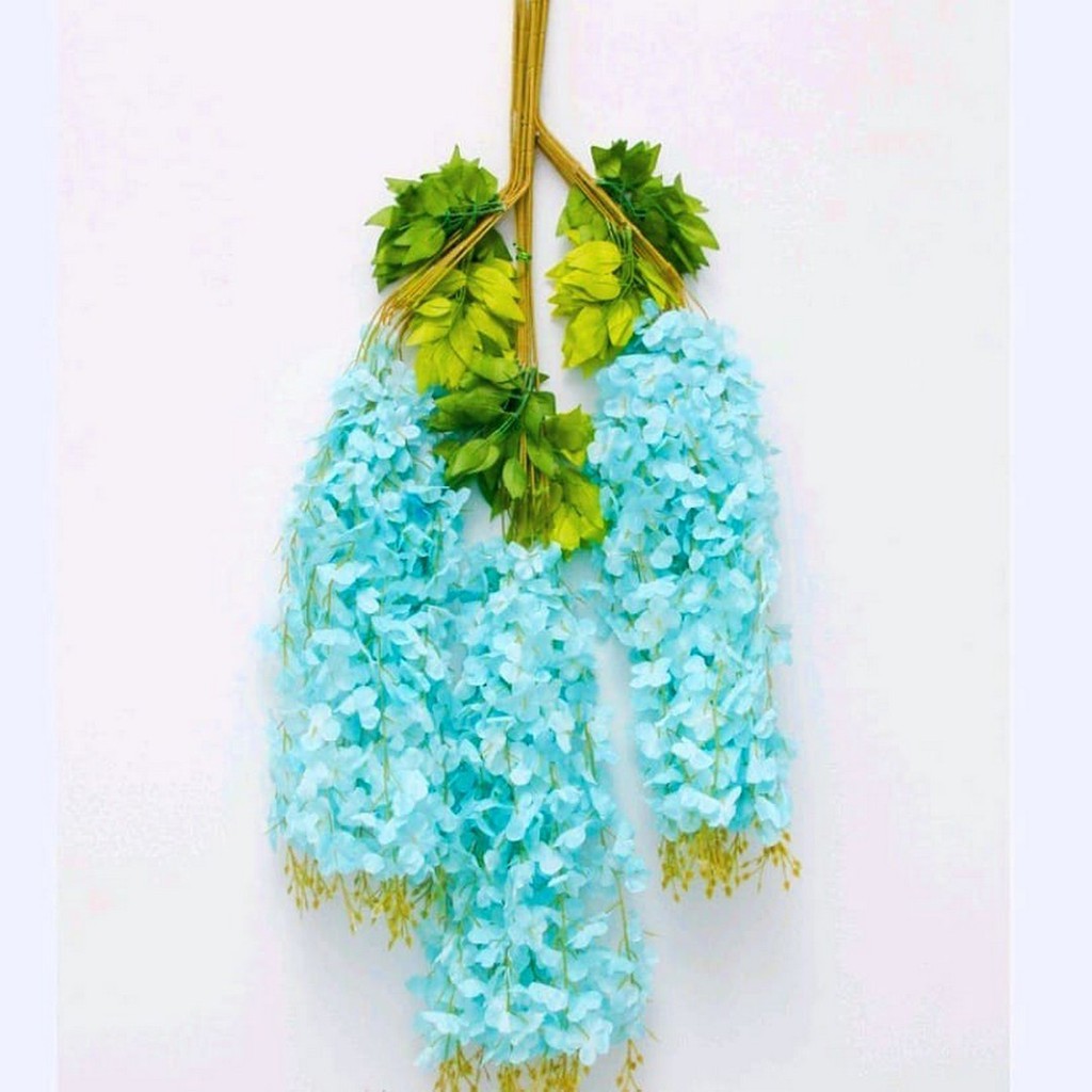 Bunga Wisteria Dekorasi/Bunga Westeria Jumbo/Bunga Juntai Dekorasi Pelaminan/Bunga Plastik-Biru