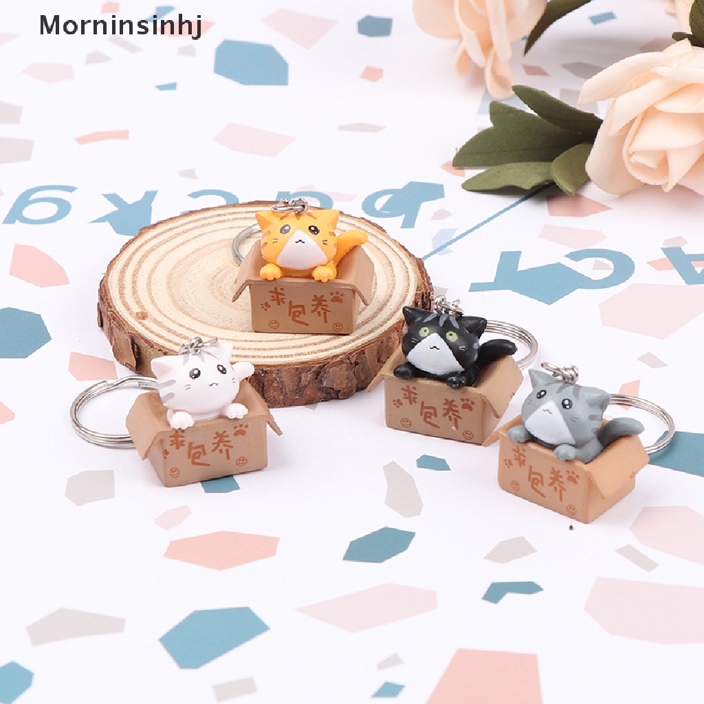 Mornin Gantungan Kunci Kucing Kotak Kecil Yang Lucu Kawaii Kitten Car Keychain Fashion Letter Keyring id