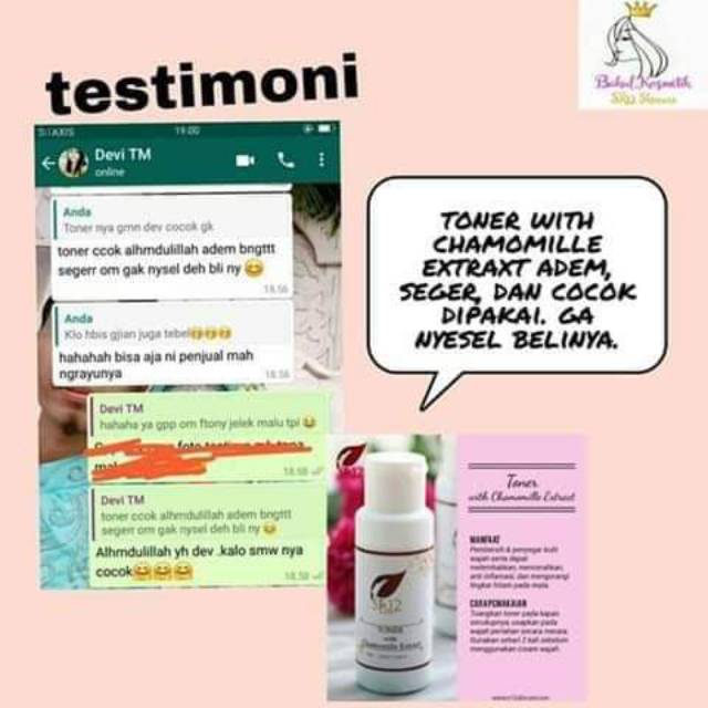 TONER CHAMOMILLE SR12 / PENGHILANG MATA PANDA / MENCERAHKAN WAJAH / PEMBERSIH DAN PENYEGAR BPOM