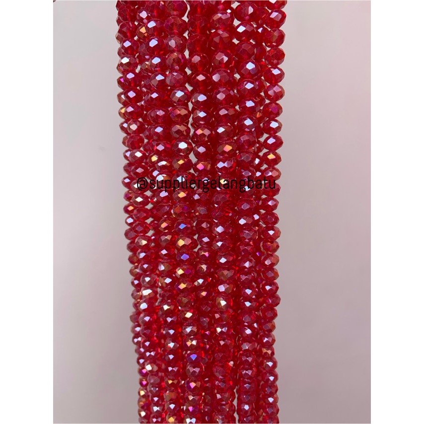 Crystal Ceko 8mm RED QUARTZ MERAH beads manik donat rondelle grosir