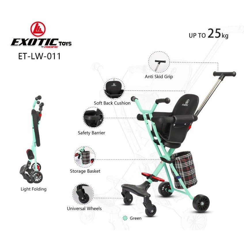 Stroler Anak Bayi Balita Kursi Dorong Micro Stroller Trike Exotic ET LW011 Garansi SNI-3