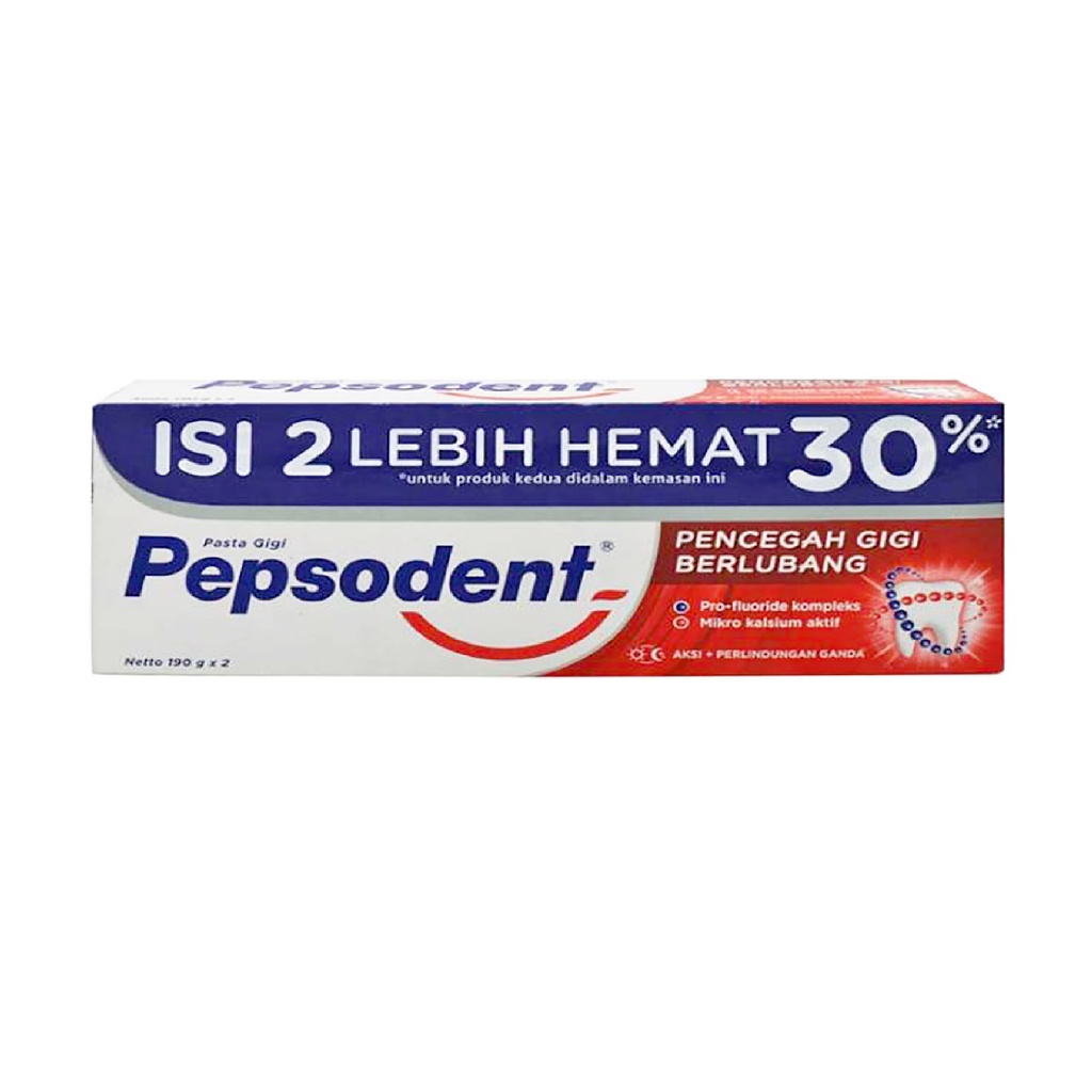 Bisa COD Pepsodent Pencegah Gigi Berlubang Pasta Gigi [225/190 g] Isi 2 pcs