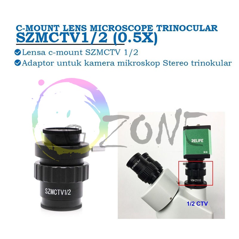 C-MOUNT LENS SZMCTV1/2 0.5X LENSA ADAPTOR KAMERA MIKROSKOP TRINOCULAR