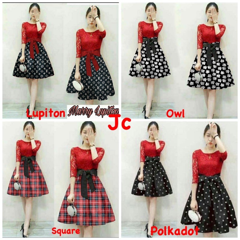 (15Motif) JC/VD- natalie dress Sincia / Dress wanita natal cantik terbaru / Merry Dress